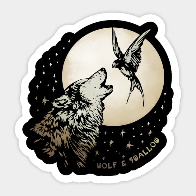 Wolf & Swallow - Moonlight Serenade [GOLD] Sticker by Lix